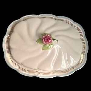 Fondeville Ambassador Ware England 1940's Covered Divided Serving Dish 11 x 9"